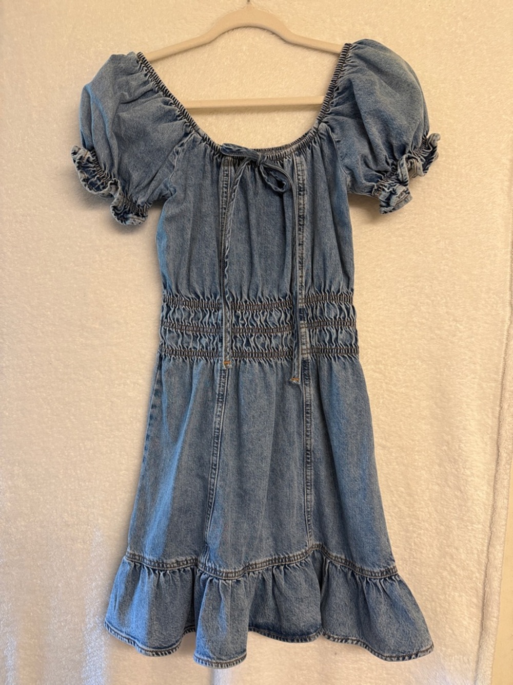 Women’s River Island Light Blue Denim Puff-Sleeve Dress